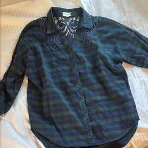 Green and Blue Plaid Button Down Shirt